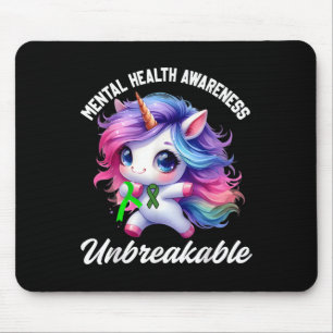 Funny Mental Health Awareness Unbreakable Unicorn Mouse Mat