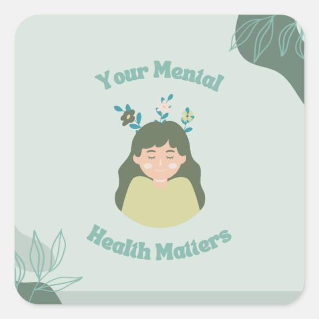 Funny Mental Health | progress not perfecton Square Sticker (Front)