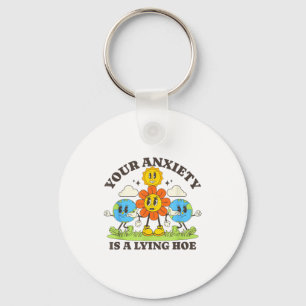 Funny Mental Health Your Anxiety Is A Lying Retro Key Ring