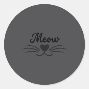 Funny Meow Kitty Cat Mustache And Whisker  Classic Round Sticker