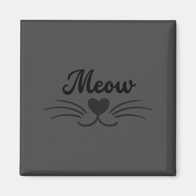 Funny Meow Kitty Cat Mustache And Whisker  Magnet (Front)