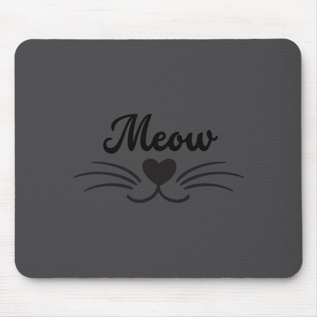Funny Meow Kitty Cat Mustache And Whisker  Mouse Mat (Front)