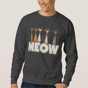 Funny Meow Peeking Cats Crew Cat Humour Graphic Sweatshirt