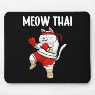 Funny Meow Thai Design For Men Women Muay Thai Box Mouse Mat