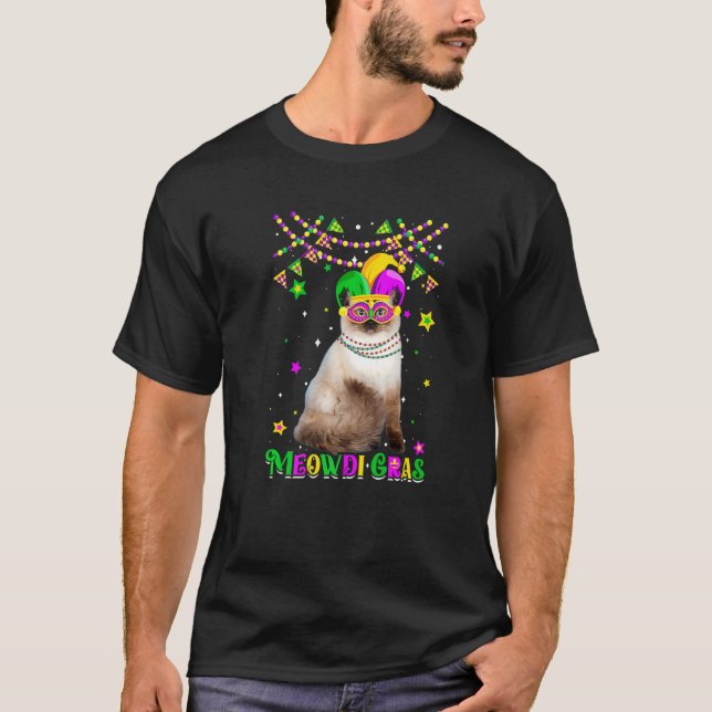 Funny Meowdi Gras Ragdoll Cat Mardi Gras Carnival  T-Shirt (Front)