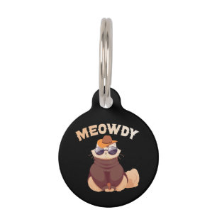 Funny Meowdy Texas Pet Cat Animal Lover Gift   Pet Tag