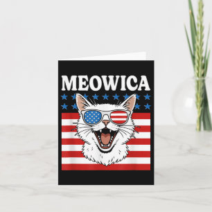 Funny Meowica Cat July 4th Independence Day Card