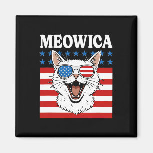 Funny Meowica Cat July 4th Independence Day  Magnet