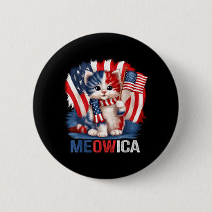Funny Meowica Cat Memorial Day American Flag 4th 6 Cm Round Badge