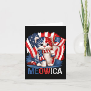 Funny Meowica Cat Memorial Day American Flag 4th Card