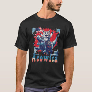 Funny Meowica cat riding a dinosaur celebrating 4t T-Shirt
