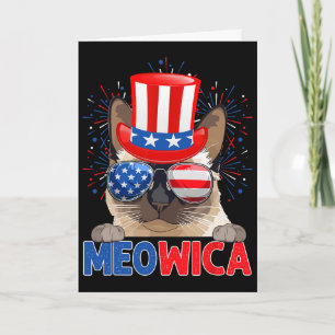 Funny Meowica Siamese Cat Lover Owner Usa Flag 4th Card