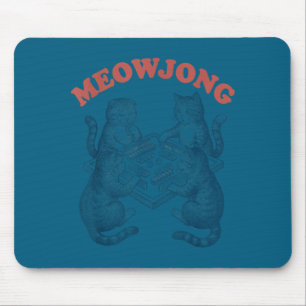 Funny meowjong cat playing mahjong retro  mouse mat