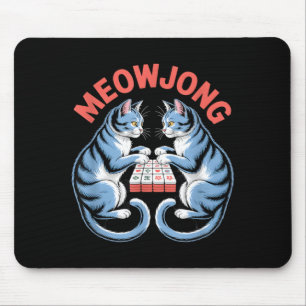 Funny Meowjong Cats Playing Mahjong Tiles Humourou Mouse Mat