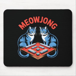 Funny meowjong cats playing mahjong tiles humourou mouse mat