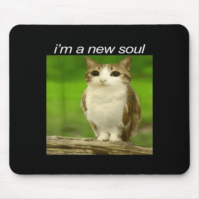 Funny Meowl Cat Owl Brainrot Cursed Internet Silly Mouse Mat (Front)