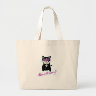 Funny Meowlinneal Cat Cartoon Generation Large Tote Bag
