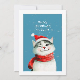Funny Meowy Cat Cute Christmas Card
