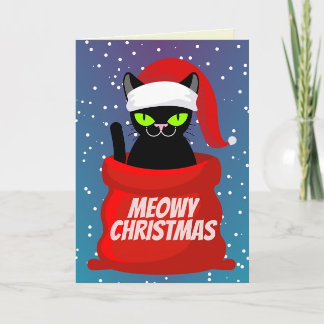 Funny Meowy Christmas Card (Front)