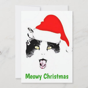 Funny meowy christmas cat holiday card