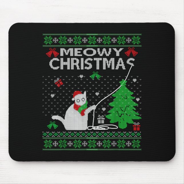 Funny Meowy Christmas Cats Xmas Cute Cat Lover Ugl Mouse Mat (Front)