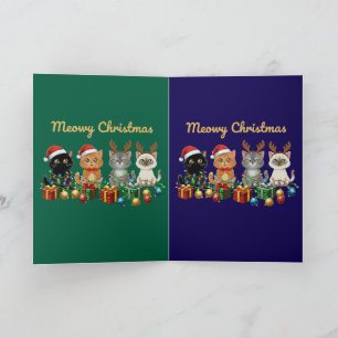  Funny Meowy Christmas Cute Cats Holiday Kittens Card