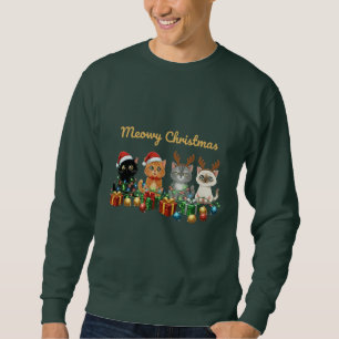  Funny Meowy Christmas Cute Cats Holiday Kittens Sweatshirt