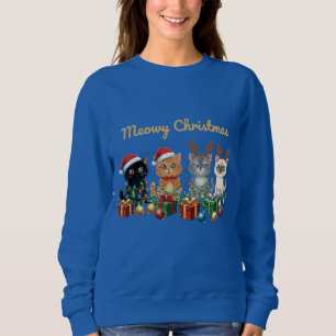  Funny Meowy Christmas Cute Cats Holiday Kittens Sweatshirt