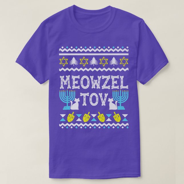 Funny Meowzel Tov Ugly Hanukkah Jewish Cat Sweater (Design Front)