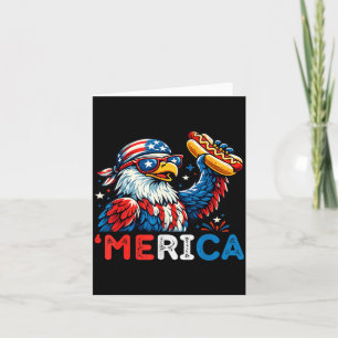 Funny Merica Bald Eagle Hotdog Patriotic July 4th Card