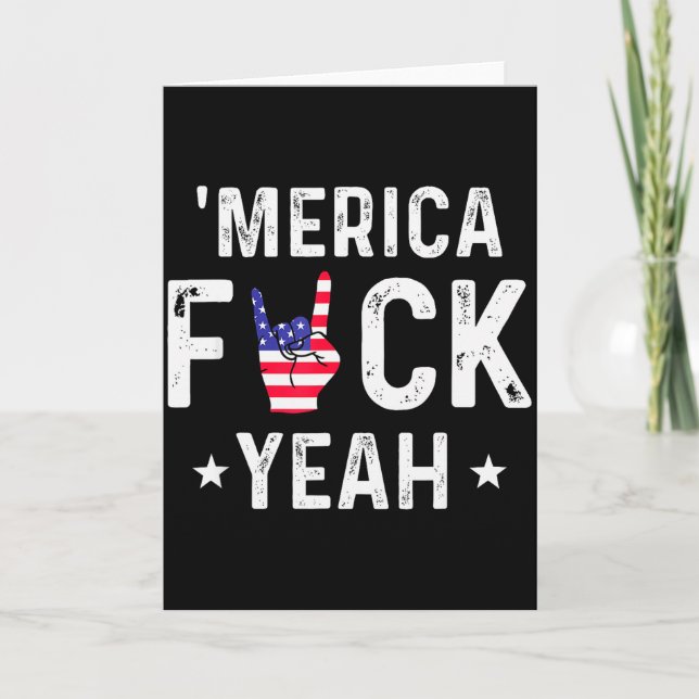 Funny Merica For Yeah 4th Of July  Card (Front)