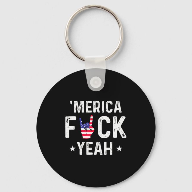 Funny Merica For Yeah 4th Of July  Key Ring (Front)