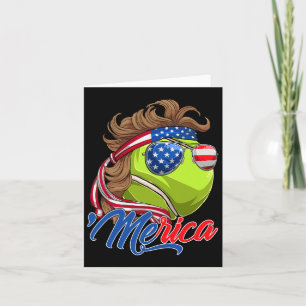 Funny Merica Tennis Ball And Usa Flag Sungles 4th Card