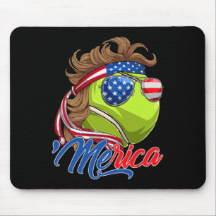 Funny Merica Tennis Ball And Usa Flag Sungles 4th Mouse Mat