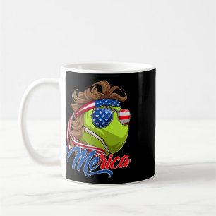 Funny Merica Tennis Ll And Usa Flag Sungles 4th Of Coffee Mug