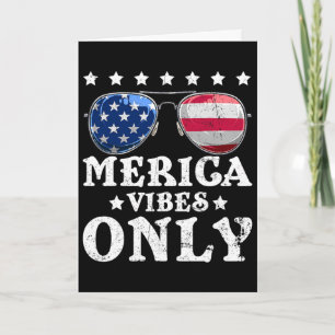 Funny Merica Vibes Only American Flag Sungles 4th Card
