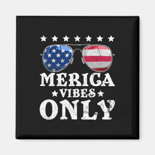 Funny Merica Vibes Only American Flag Sungles 4th  Magnet