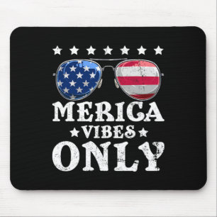 Funny Merica Vibes Only American Flag Sungles 4th  Mouse Mat