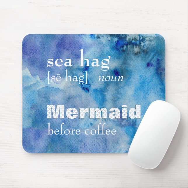 Funny Mermaid Coffee Quote  Mouse Pad ☕🧜‍♀️ (With Mouse)