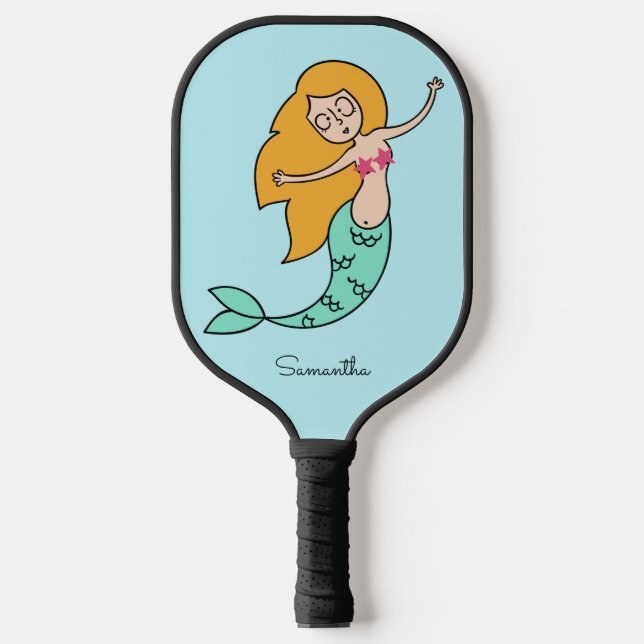Funny Mermaid custom name & colour Pickleball Paddle (Front)