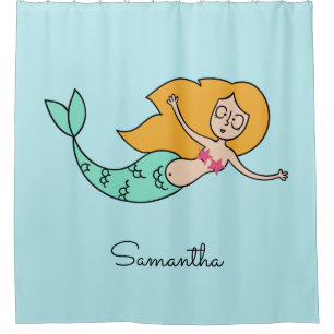 Funny Mermaid custom name & colour shower curtain