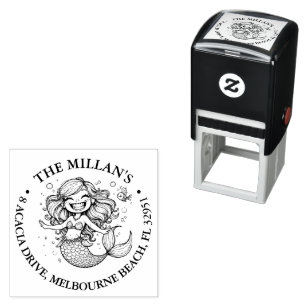 Funny Mermaid Pool Party  theme Self-inking Stamp