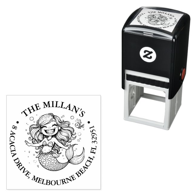 Funny Mermaid Pool Party  theme Self-inking Stamp (In Situ)
