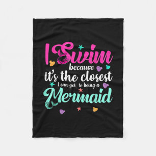 Funny Mermaid Swimming Quote Women And Girl Gift Fleece Blanket