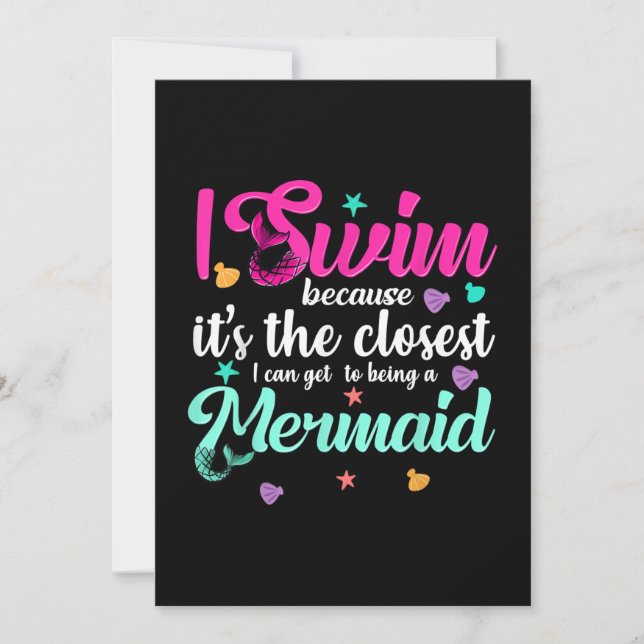 Funny Mermaid Swimming Quote Women And Girl Gift Invitation (Front)
