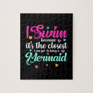 Funny Mermaid Swimming Quote Women And Girl Gift Jigsaw Puzzle