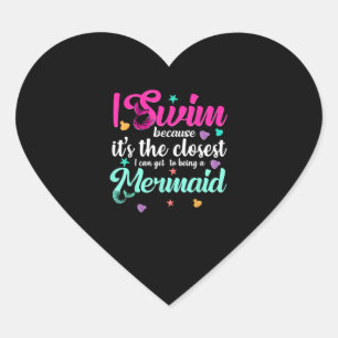 Funny Mermaid Swimming Quote Women And Girl Swim Heart Sticker