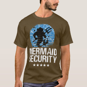 Funny Merman Mermaid Security Swimming Beach T-Shirt
