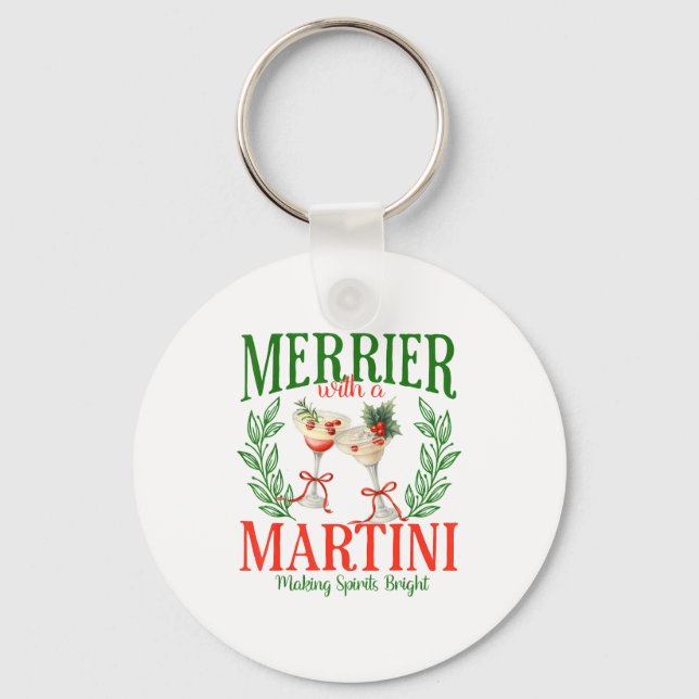 Funny Merrier With A Martini Bachelorette Merry Ch Key Ring (Front)