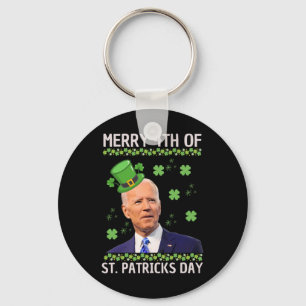 Funny Merry 4th Of St Patricks Day Confused Joe Bi Key Ring
